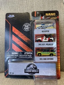 Jurassic World 3 piece Set Nano Hollywood Rides Diecast Models by Jada 31955 - Picture 1 of 3