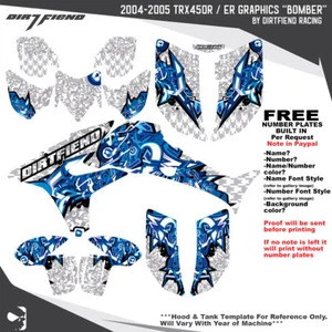 TRX450R Graphics 04-05 DFR Bomber White Blue Full Wrap Honda TRX 450R ATV Decal - Picture 1 of 5