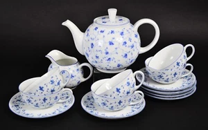 ARZBERG BLAUBLÜTE Teeservice 6 x Teegedeck Teetasse + UT + Teekanne 1382 - Bild 1 von 18