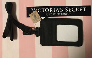 New Victorias Secret Pink Wallet ID Holder Lanyard Black N6677