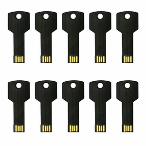Lot 10 USB Flash Drive Key Shaped Thumb Drives Metal Memory Sticks Bulk Black - Picture 1 of 9