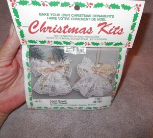 Vtg Merri Mac Beaded Christmas Ornament Kit Angel Abigail Makes 3 Pearls NEW - Picture 1 of 5