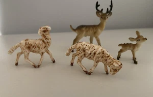 Vintage Menge 4 Krippe Set 2 Schafe 2 Hirsch Figuren Ersatz Add On's EUC - Bild 1 von 10