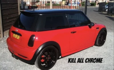 PER MINI R53 R50 KIT LINEA CINGHIA NERO LUCIDO DE CHROME R52 COOPER S BLACK OUT  - Immagine 1 di 4