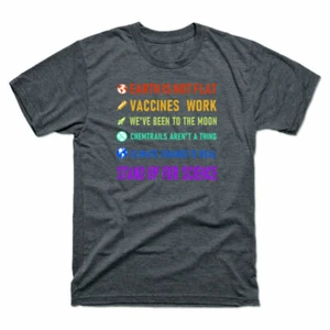 Gift Shirt Science Cotton Flat for Short Sleeve Men's Stand Up Tee Earth Is Not - Picture 1 of 3