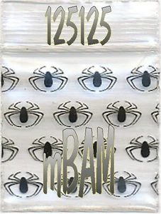 100 PACK BLACK SPIDERS 125125 Apple Zip Baggies 1.25x1.25" Mini POLYBAGS - Picture 1 of 14