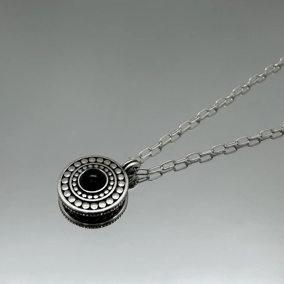 Brighton 卵石圆点玛瑙双面项链 JM7298 银色黑色全新带标签 98 美元 — 第 1/4 张图片