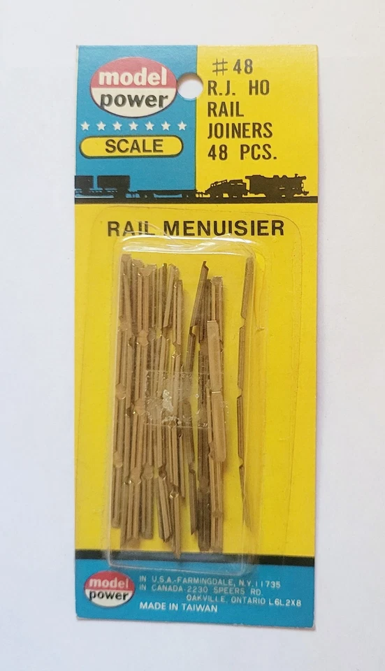 Model Power #48 RJ HO Rail Joiners Rail Menuisier New Old Stock Free Shipping - Image 1 of 2