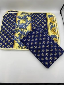 Vent Du Sud Quilted Placemats (4) Napkins (5) French Provincial Blue Yellow - Picture 1 of 12
