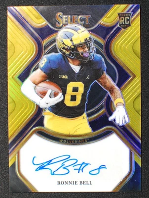 🌟 RONNIE BELL - 2024 Panini Select DP GOLD PRIZM Auto RC /10 - Michigan Lions - Image 1 of 2