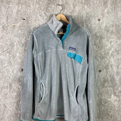 Patagonia Women’s XL  Gray Turq Snap Pullover Fleece Gorpcore Sweatshirt - Image 1 of 4