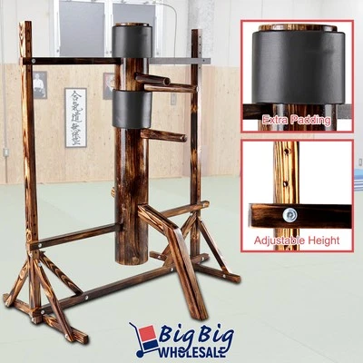 GENIQUA Wing Chun Solid Wooden Adjustable Frame Training Dummy Traditional Martial Arts