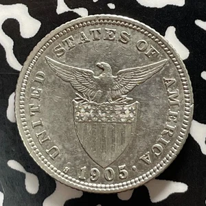 1905-S U.S. Philippines 20 Centavos Lot#T5251 Silver! Better Date, Old Cleaning - Picture 1 of 2