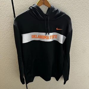 Nike Oklahoma State Cowboys Hoodie Mens Large Dri Fit Black Football Spell Out - Picture 1 of 10