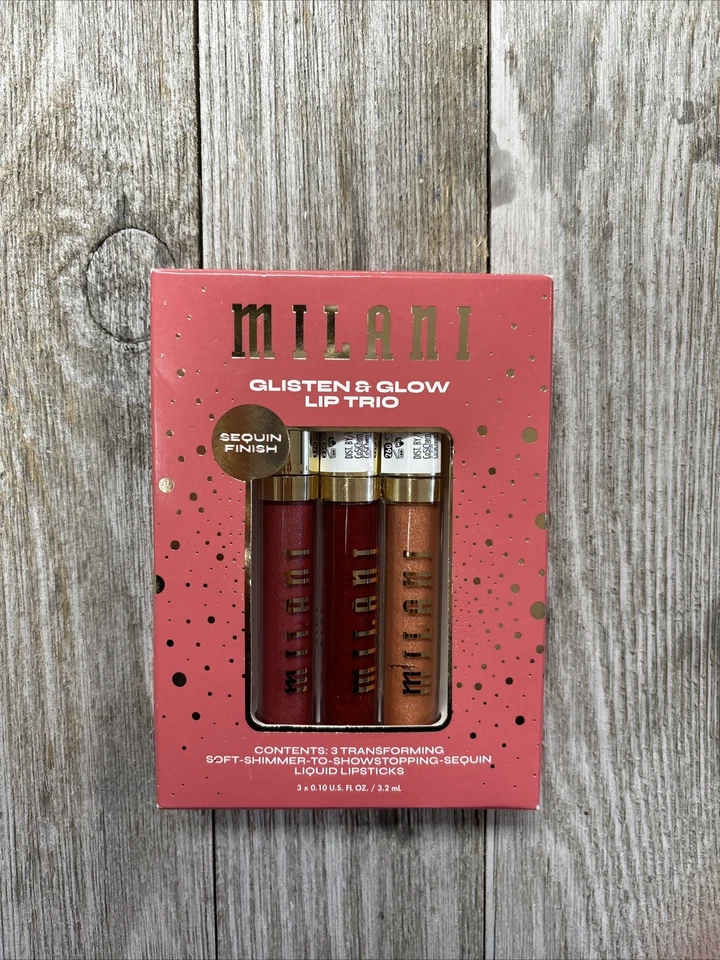 Milani Stay Put Liquid Lip Shimmer Lipstick Trio, Glisten + Glow! Show stopping - Image 1 of 4