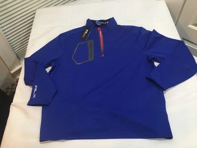 NWT $148.00 RLX Golf Ralph Lauren Mens Luxury Perf. 1/4 Zip Shirt Blue Sz LARGE - Image 1 of 2