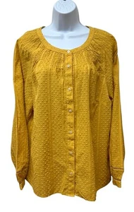 Talbots 100% Cotton Blouse Top Chenille Polka Dot Pin Tuck Size XL NEW - Picture 1 of 7