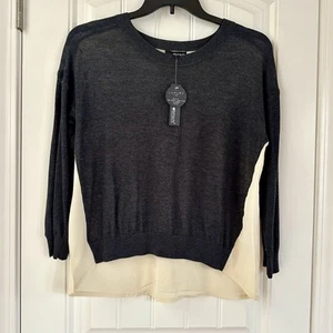 LAmade NWT Knit Sheer Back 100% Silk Contrast Sweater Blouse Top Sz L Luxury - Picture 1 of 9