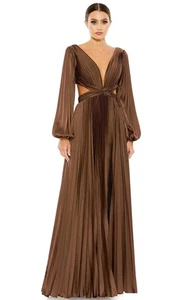 NWT IEENA Mac Duggal [ 6 ] 26737 Pleat Charmeuse Cut Out Gown Espresso S957 - Bild 1 von 3