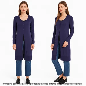 TwinSet Simona Barbieri Cardigan Lungo Ginocchio Viola Made Italy Taglia S M L - Picture 1 of 19