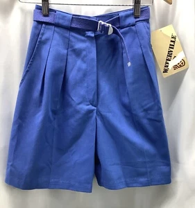 Waterville Shorts Womens 3/4 True Blue Belted Cotton Poly Vintage MFC230414/ShS1 - Picture 1 of 8