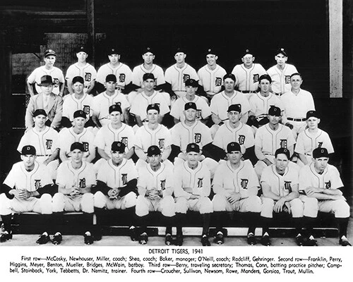 Foto 8x10 del equipo de béisbol de los Tigres de Detroit 1941 Newhouse Rip Radcliff Tebbetts Foto 1 de 1