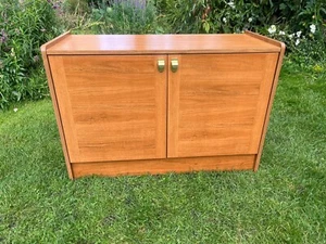 Vintage Schreiber mid century teak veneer record cassette storage cupboard - Picture 1 of 17