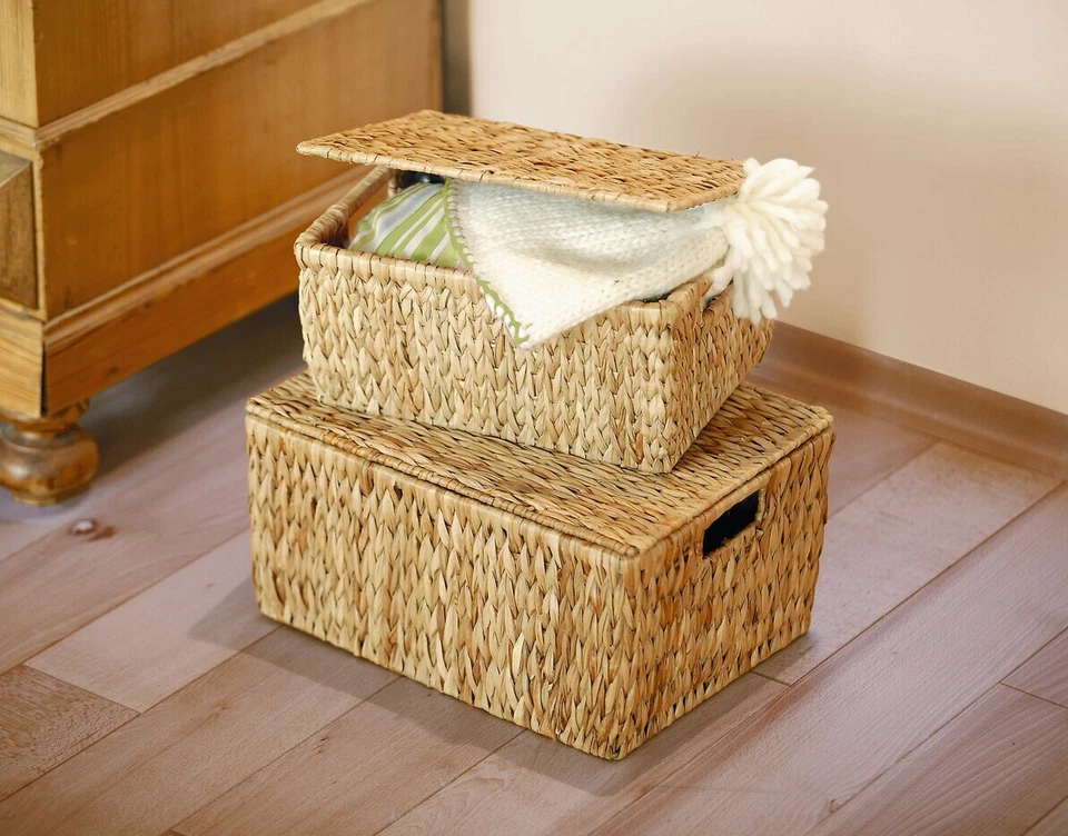 Universaltruhe klein 29 x 22 x 14 cm Wasserhyazinthe Ordnungshelfer Korbtruhe - Bild 1 von 1