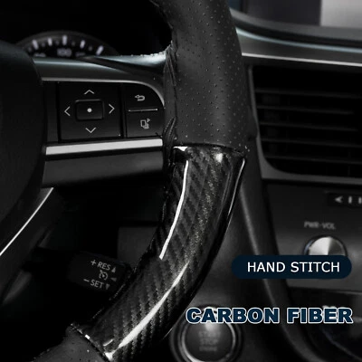 MIXED DIY Protector Car Trim Hand Sew Steering Wheel Cover Carbon Fiber Leather - Image 1 of 4