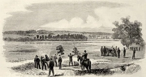 Bürgerkrieg Captain Porter Batterie Artillerie Beschuss Konföderierte Virginia Druck - Bild 1 von 1