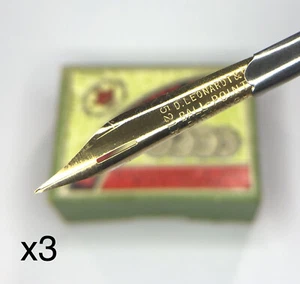 x3 Vintage D. Leonardt Ball Pointed Pens Nibs 521F Gilded Fine Pen Tips NEW - Picture 1 of 9