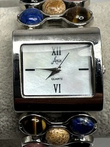 Aria Ladies MOP Gemstone Watch New Battery 27MM 6.5" E15 - Picture 1 of 12