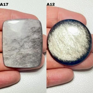 100% NATURAL HIGH QUALITY SILVER SHEEN OBSIDIAN CABOCHON LOOSE GEMSTONE - Picture 1 of 5