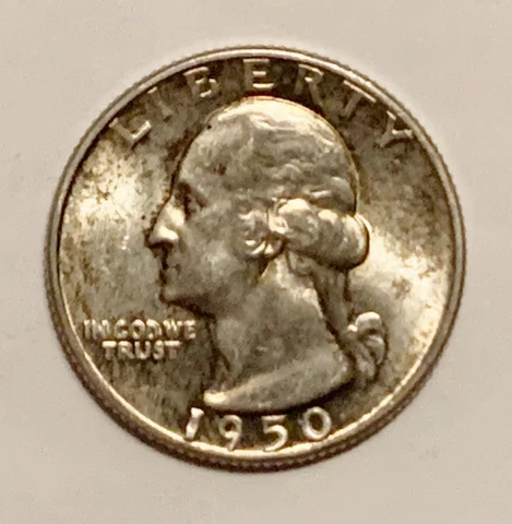 1950 P WASHINGTON QUARTER GEM BU UNCIRCULATED OBVERSE TONING 90% SILVER Cover
