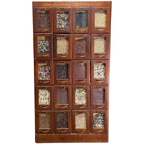 Early 20th c Oak Country Multi-Drawer Bean Cabinet Cover