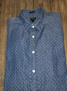 Mens J. Crew Long Sleeve Dark Blue Button Front Shirt Size Large LG L - EUC - Picture 1 of 2