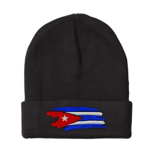 Beanies for Men Cuban Flag Drawing Lines Embroidery Winter Hats Women Skull Cap - Picture 1 of 19