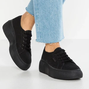 New! Superga women's 2287 black Bubble Trainers - 37 UK 4 - platform chunky lace - Picture 1 of 15