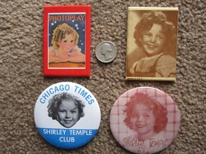 Lot of Shirley Temple 2 PINS 2 POCKET MIRRORS pinback buttons - Picture 1 of 2