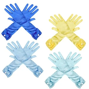 4 Pairs Little Girls Long Princess Costume Formal Bows Glove, Age 3-8(Blue+Wh... - Picture 1 of 7