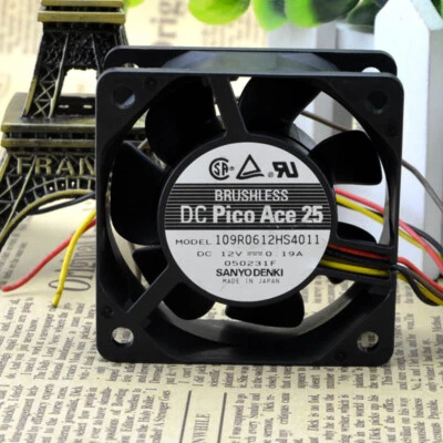 SANYO 109R0612HS4011 12V 0.19A 6CM 6025 Chassis Cooling Industrial Fan Mute - Image 1 of 4