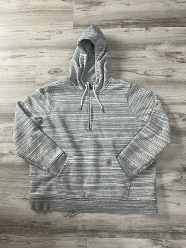 VETEMENTS Felpa donna Carhartt con cappuccio XXL (20) grigia a righe 1 4 zip pullover vestibilità rilassata pesante