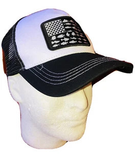 “Columbia” Like PFG Flag Hat Baseball Cap Fitted Lg Flexfit Black Mesh Back Cap - Picture 1 of 21