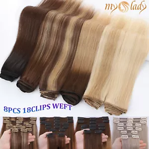 MY-LADY Clip In 100% Human Hair Extensions Full Head Real Remy Hair 8PCS 18Clips - Picture 1 of 33