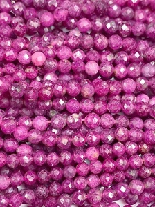 AAA+Genuine natural Ruby beads diamond Faceted Round 15.5" Strand - Picture 1 of 6