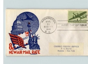 Correo aéreo C-26, avión de 8 centavos, Staehle cachet, 21 de marzo de 1944 foto Estatua de la Libertad - Imagen 1 de 1