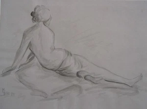 Liegender Akt Odaliske monogrammiert 1929 - Bild 1 von 1