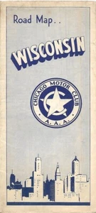 1938 CHICAGO MOTOR CLUB Road Map WISCONSIN Lake Michgan Auto Ferries Milwaukee - Picture 1 of 7