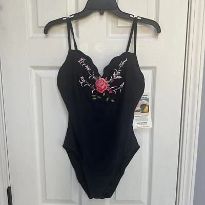 Traje de baño vintage SUN STREAK Newport News ShapeFX 1 pieza bordado floral 8T Foto 1 de 4