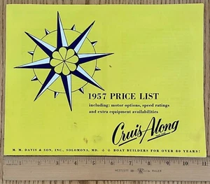 1957 57 CRUIS ALONG Boat Dealer Stamped Price List Brochure Covering 6 Models - Picture 1 of 3